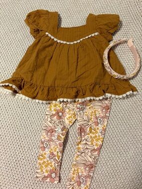 Rachel Zoe Mustard Dot Ruffle Infant Blouse